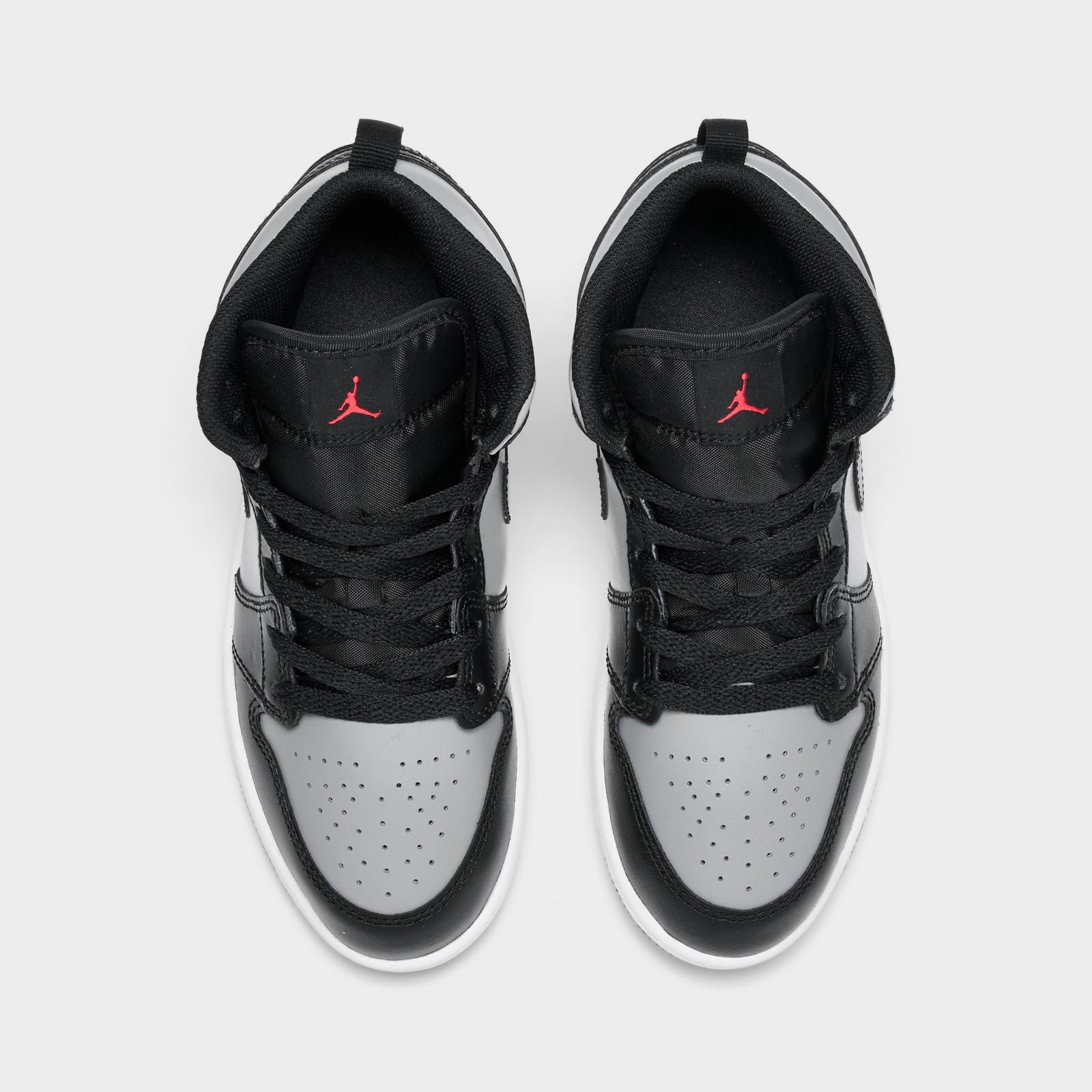 Little Kids' Air Jordan Retro 1 Mid Casual Shoes - Black/Gym Red/Particle Grey/White - view 5