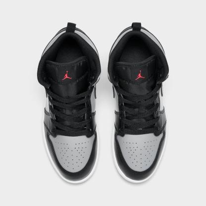 Little Kids' Air Jordan Retro 1 Mid Casual Shoes - Black/Gym Red/Particle Grey/White - view 5