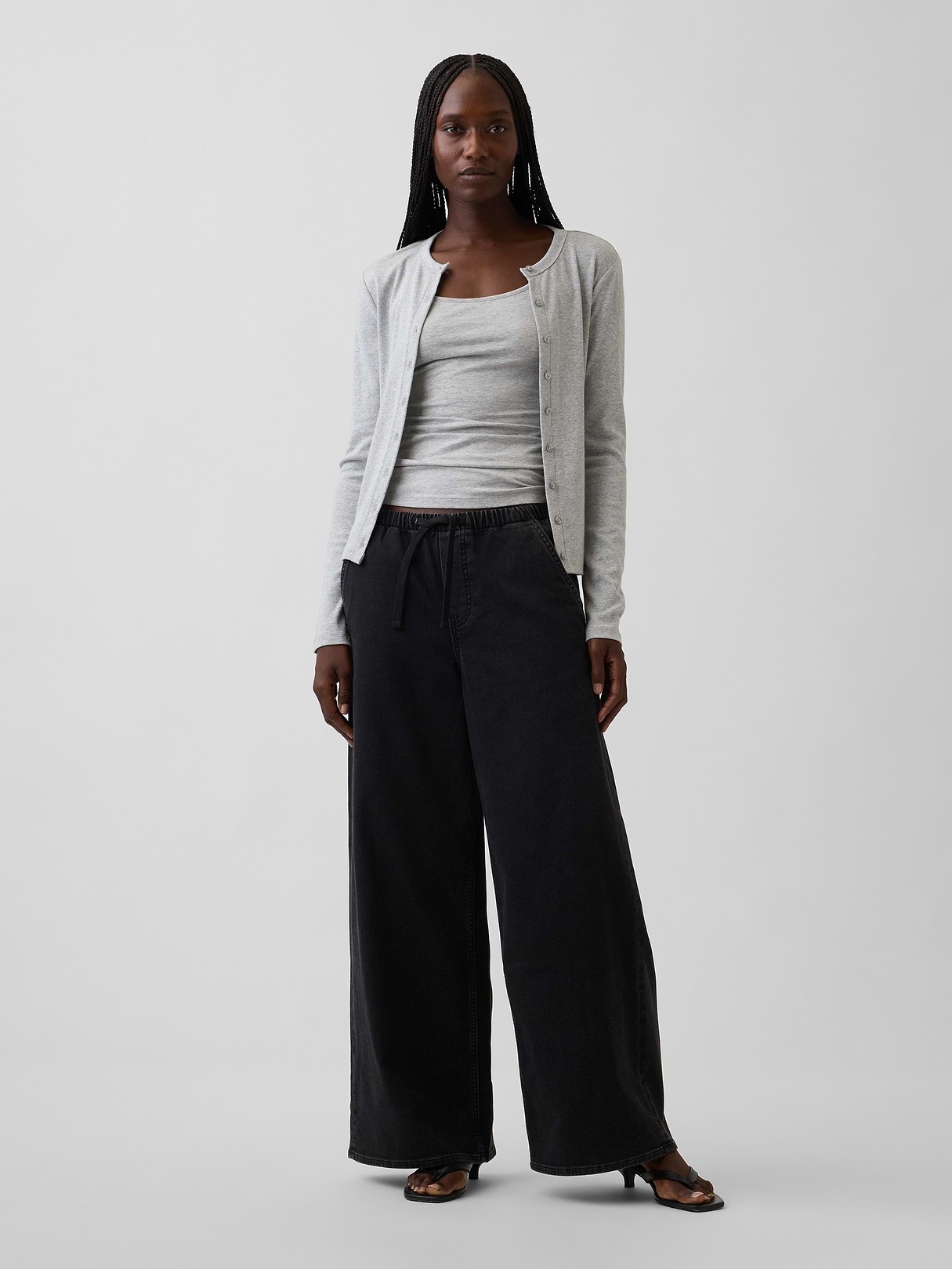 Mid Rise UltraSoft Easy Baggy Jeans - Black wash