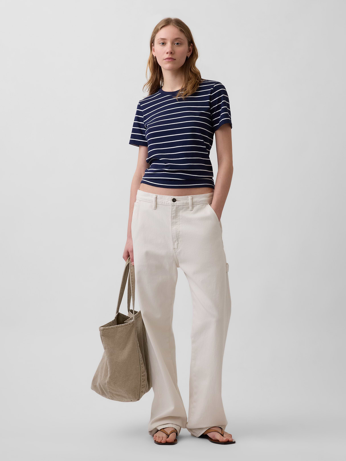 Organic Cotton VintageSoft T-Shirt - Navy blue & white stripe