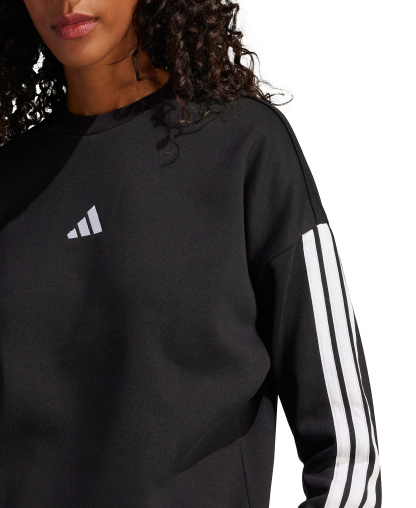 adidas Women's Essentials 3-Stripes Fleece Crew Neck Sweatshirt - Black/White