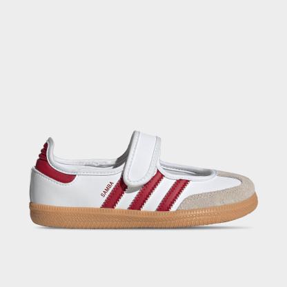 Girls' Little Kids' adidas Originals Samba Jane Casual Shoes - Cloud White/Team Victory Red/Gum - Left shoe facing left. Outside of the shoe.