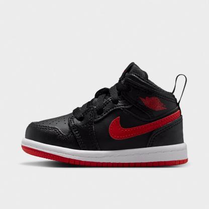 Kids' Toddler Air Jordan Retro 1 Mid Casual Shoes - Black/White/University Red - view 1