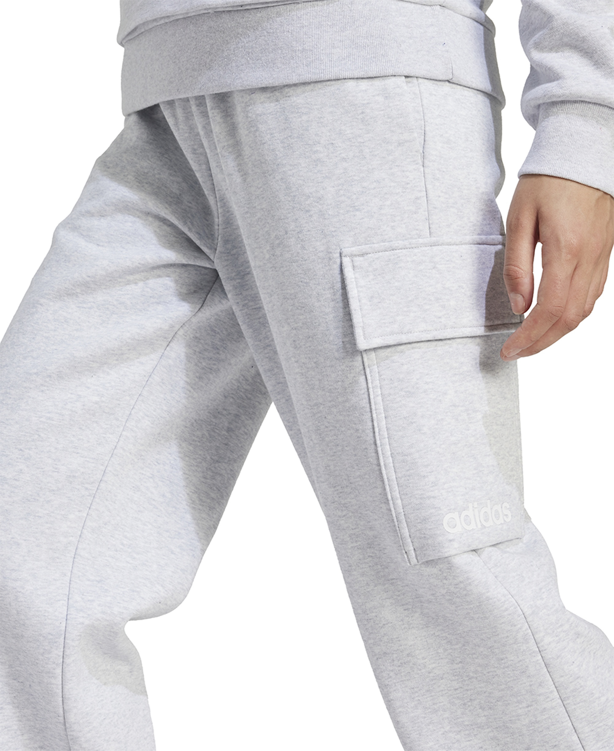 adidas Women's Essentials Fleece Cargo Sweatpants - Light Grey Heather/white