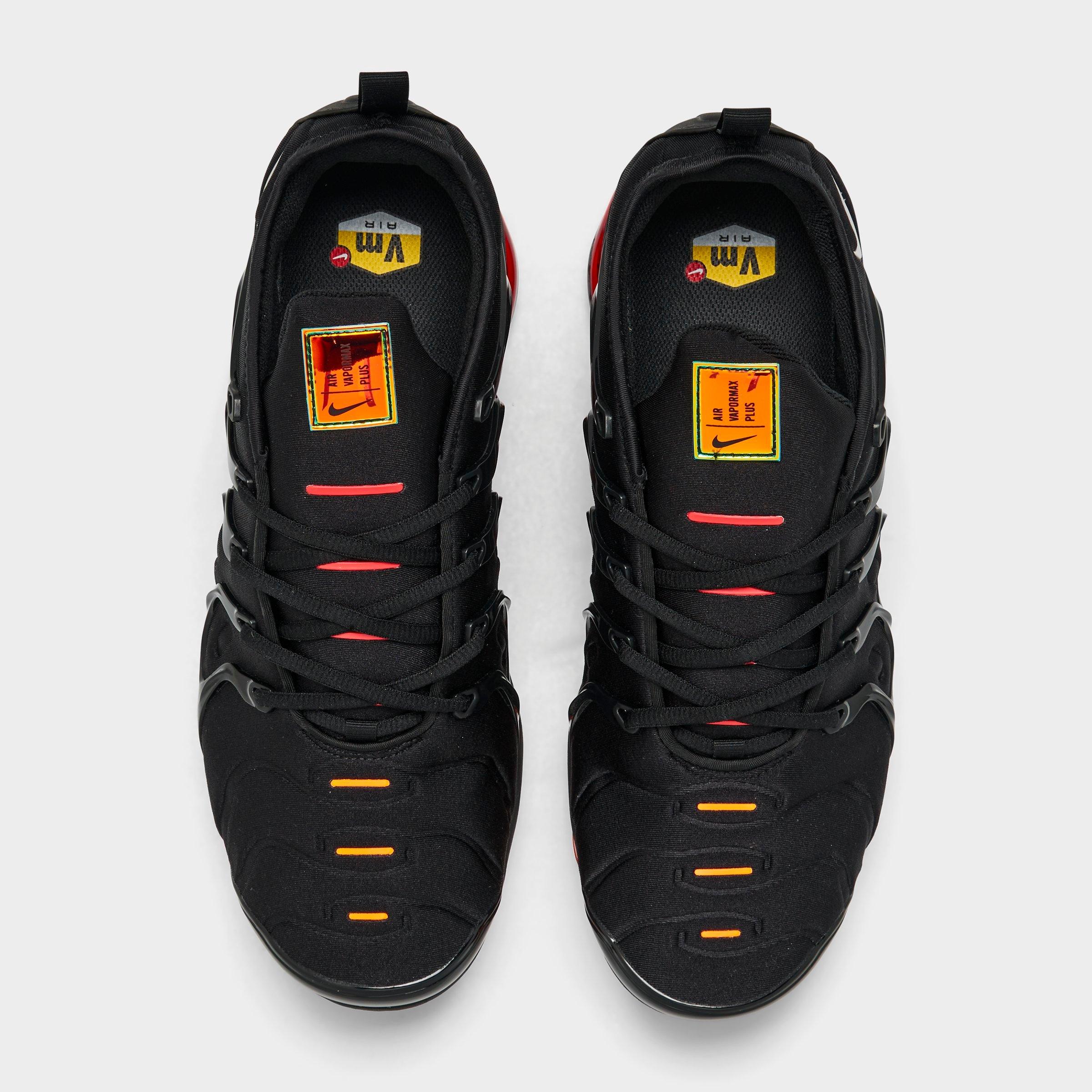 Men's Nithtke Air VaporMax Plus Running Shoes - Part 1 - Black/Light Smoke Grey/Magma Orange - Top view