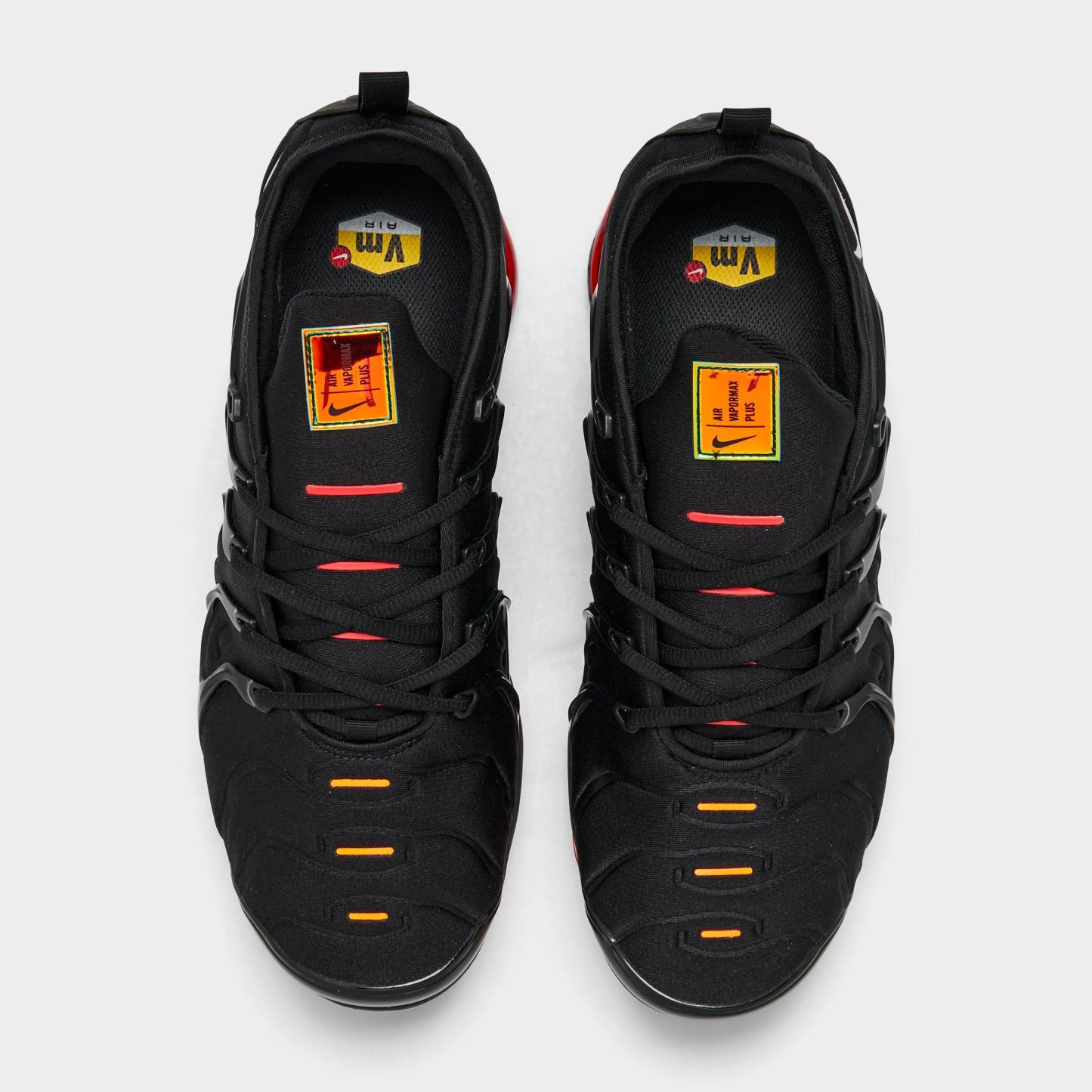 Men's Nithtke Air VaporMax Plus Running Shoes - Part 1 - Black/Light Smoke Grey/Magma Orange - Top view