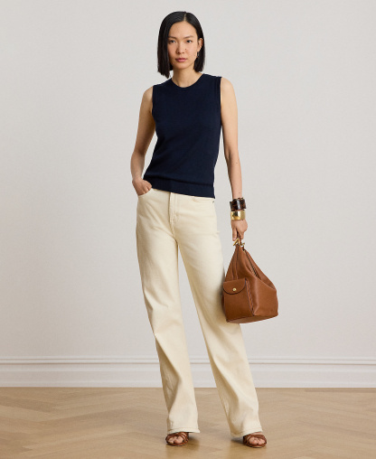 Lauren Ralph Lauren Women's High-Rise Straight Leg Denim Jeans - Cream Wash