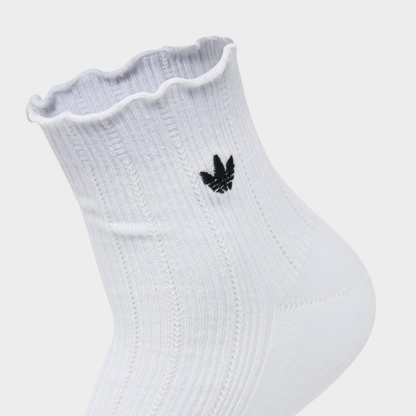 Women's adidas Originals Ruffle Quarter Socks (3-Pack) - White/Black - view 3