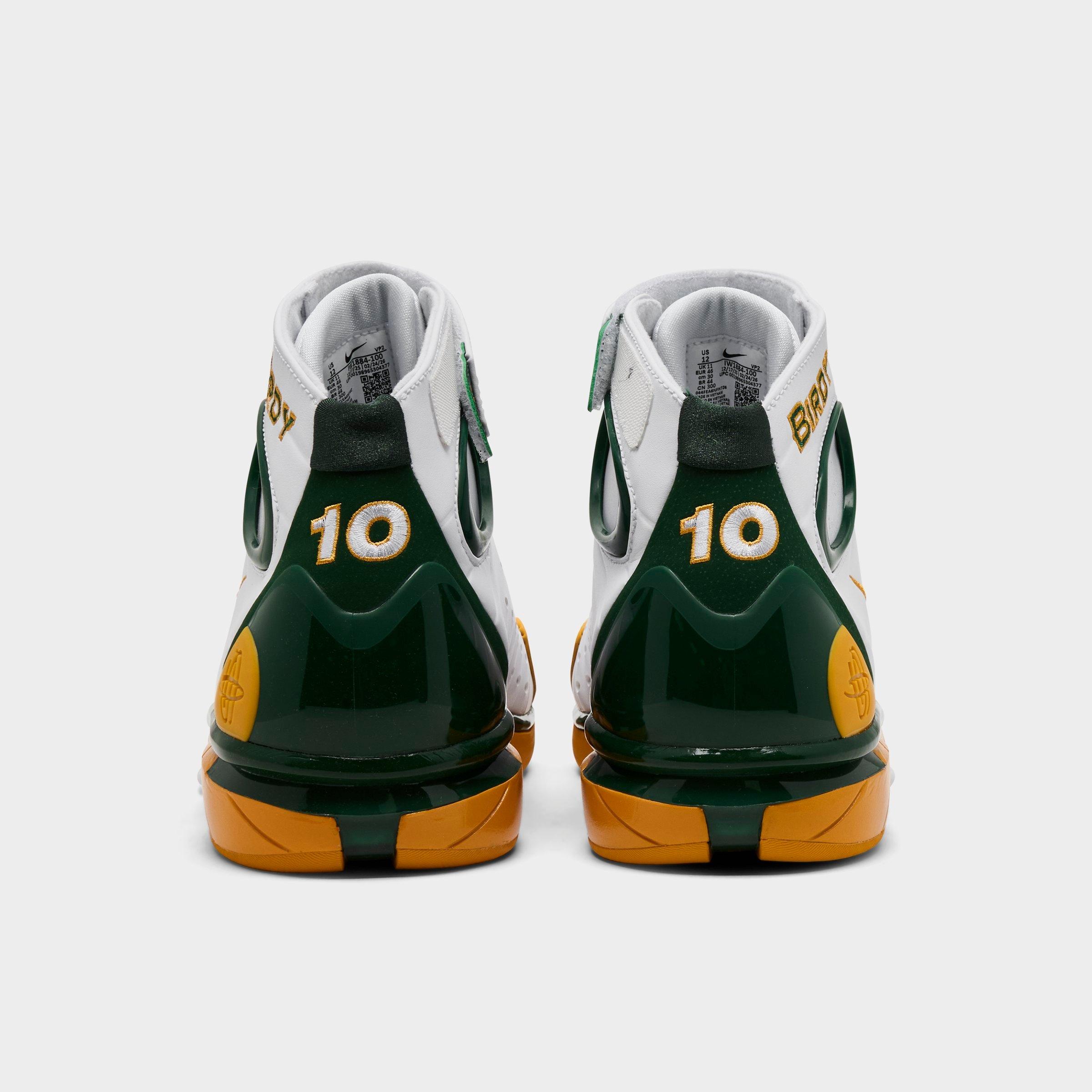 Men's Nithtke Air Zoom Huarache 2K4 PE Penny Hardaway Basketball Shoes - White/Deep Forest/Canyon Gold - Back view