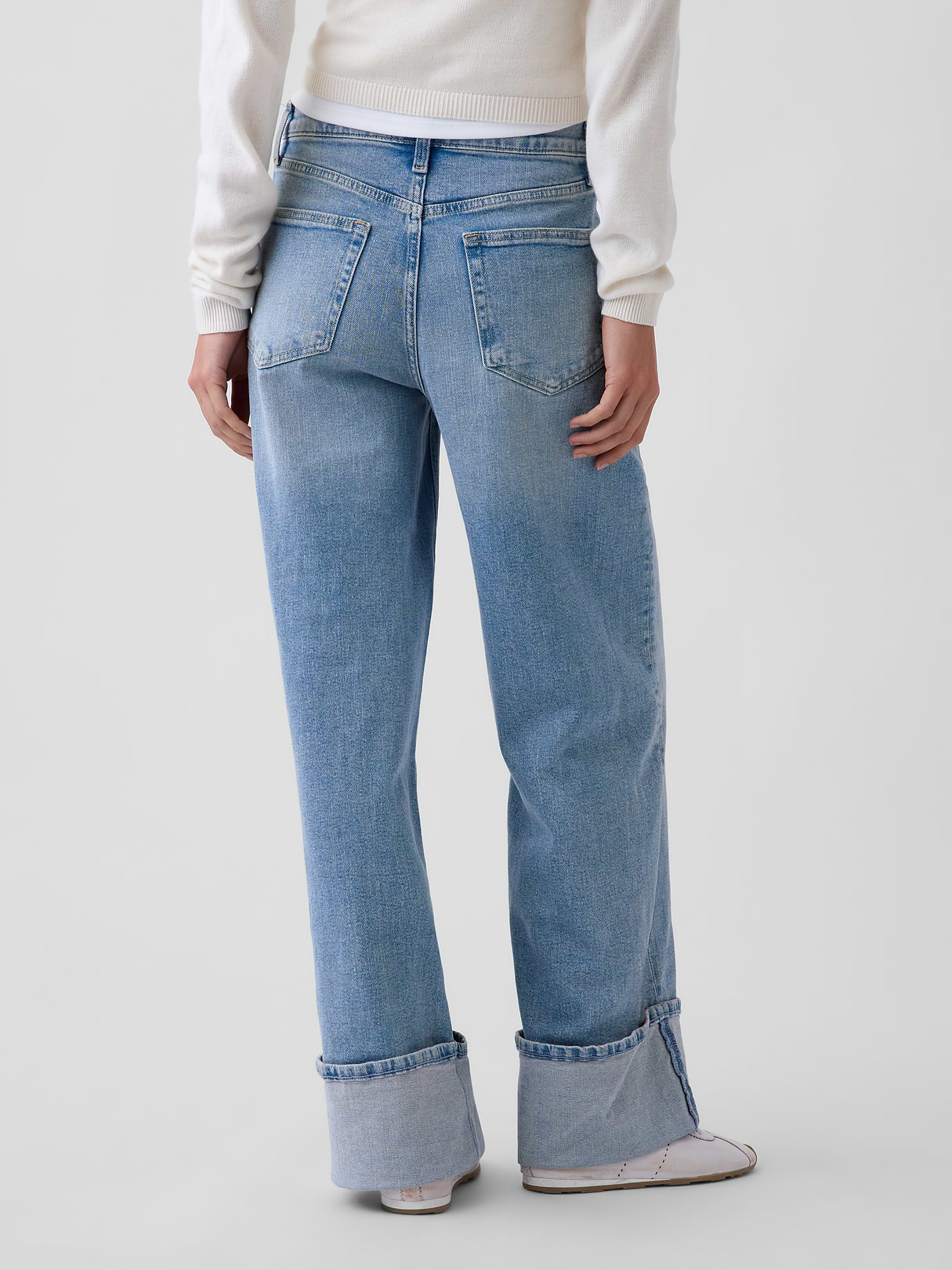 High Rise Stride Wide-Leg Jeans - Light wash indigo