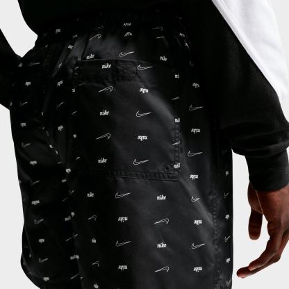 Men's Nike Sportswear Club Monogram Woven Flow Shorts - Black/White