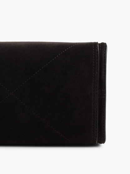 Vegan Suede Five Pocket Tote - Black