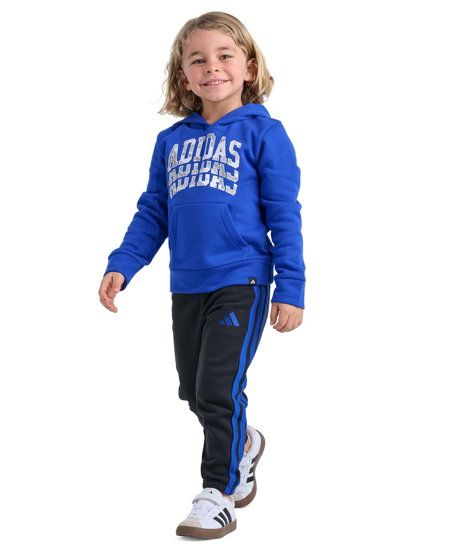 adidas Boys' 2T-7 Long-Sleeve Graphic Sweatshirt and Jogger, 2-Piece Set - Team Royal Blue