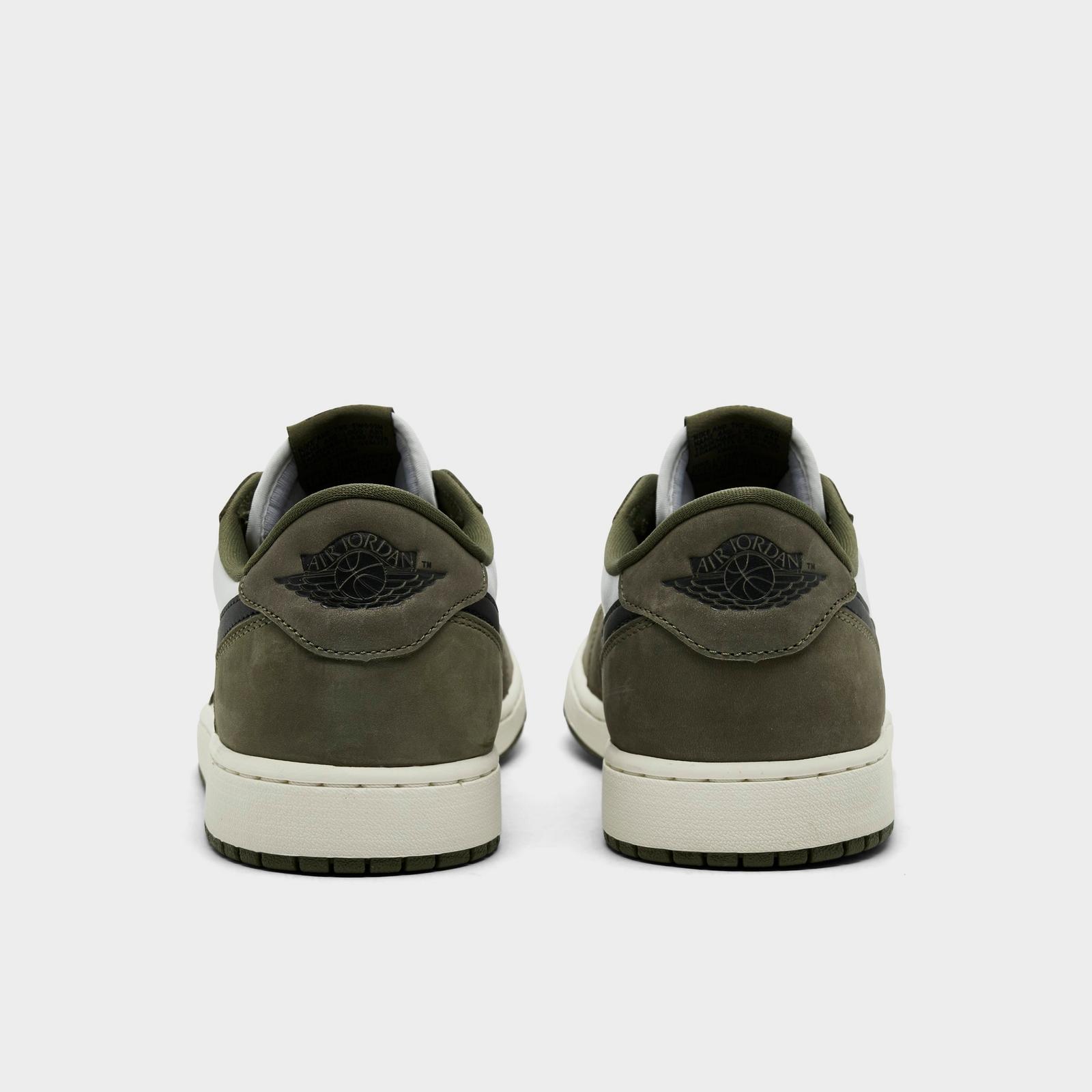 Men's Air Jordan Retro 1 Low OG Casual Shoes - Medium Olive/Black/Summit White/Sail - view 4