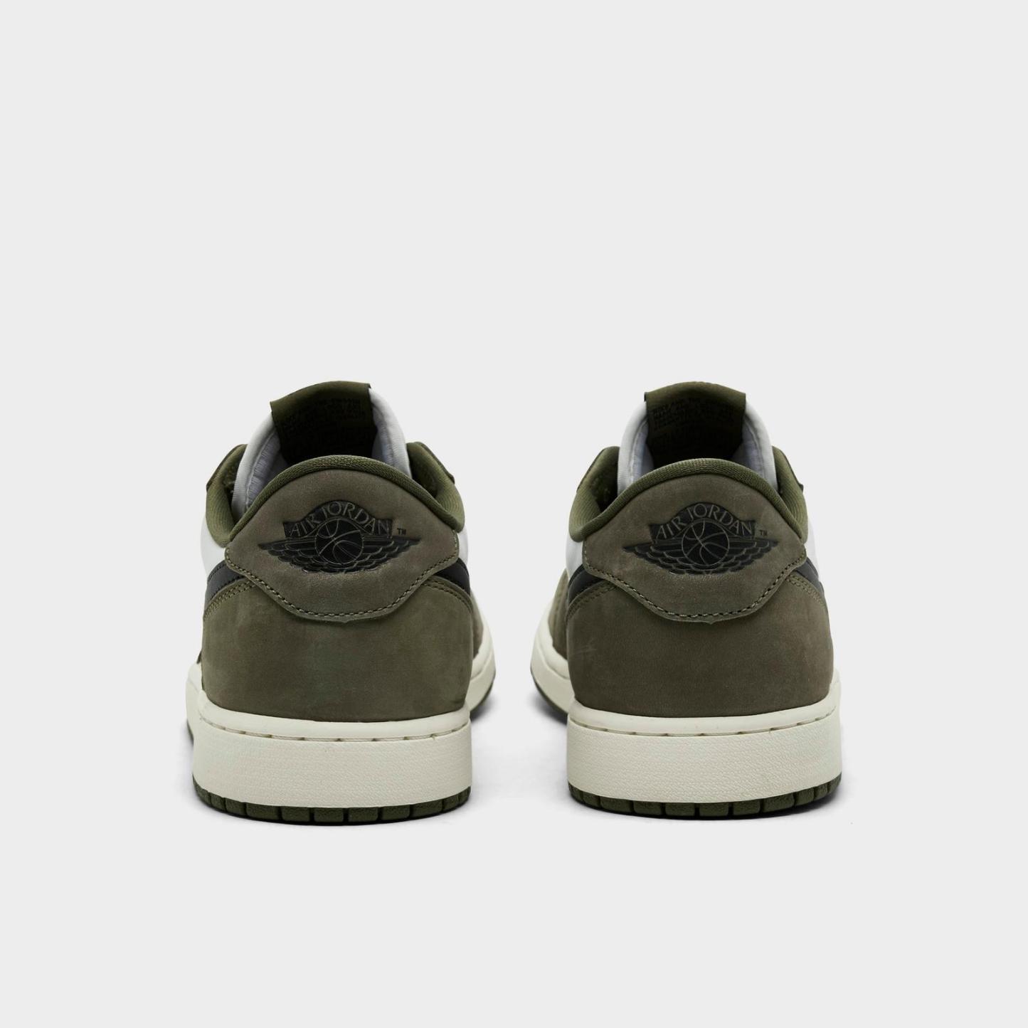 Men's Air Jordan Retro 1 Low OG Casual Shoes - Medium Olive/Black/Summit White/Sail - view 4