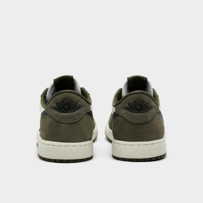 Men's Air Jordan Retro 1 Low OG Casual Shoes - Medium Olive/Black/Summit White/Sail - view 4
