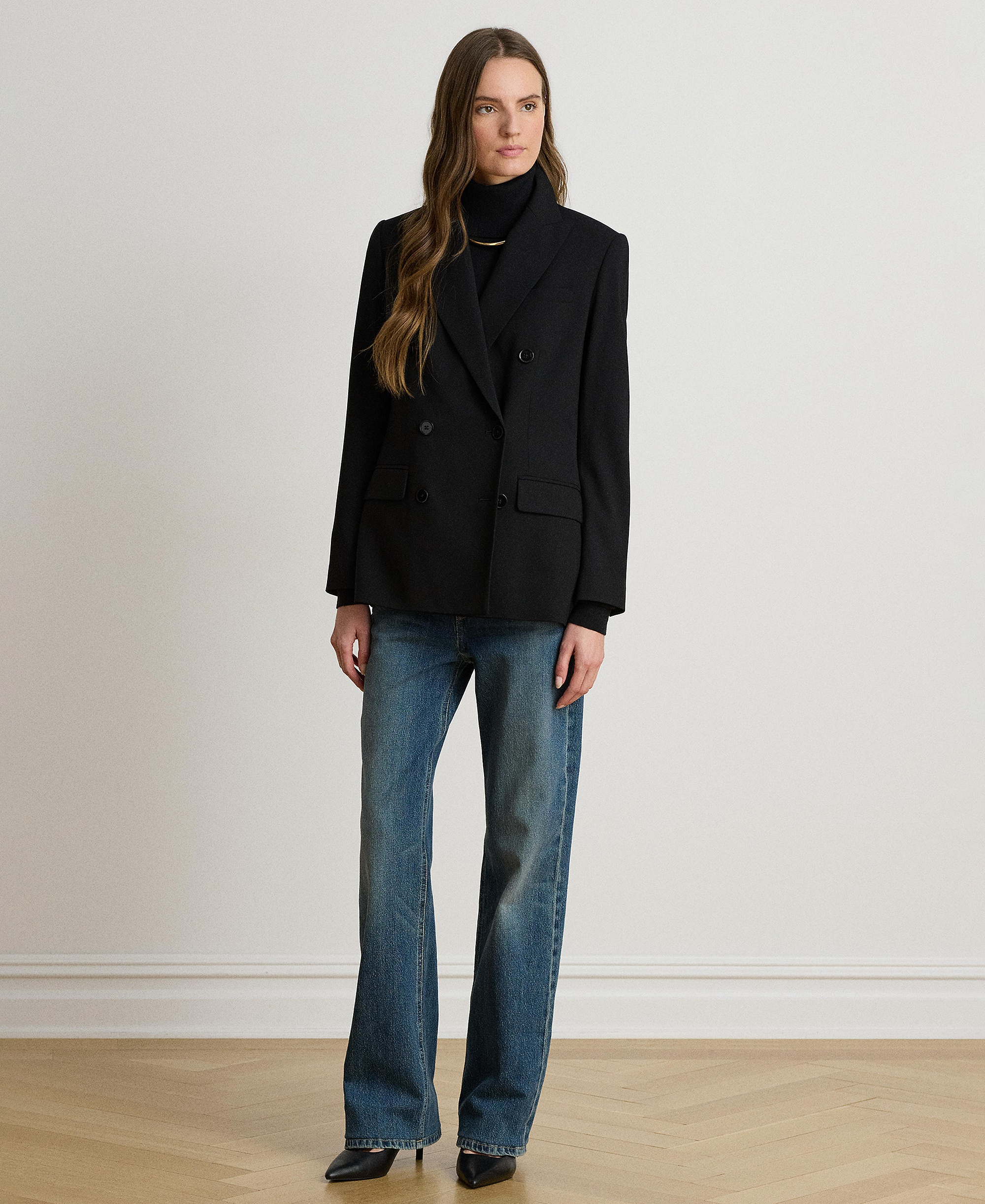Lauren Ralph Lauren Women's Double-Breasted Wool Crepe Blazer - Polo Black