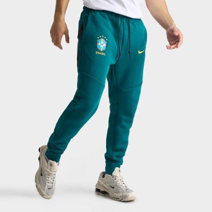 Men's Nike Brazil Soccer Tech Fleece Jogger Pants - Geode Teal/Midwest Gold