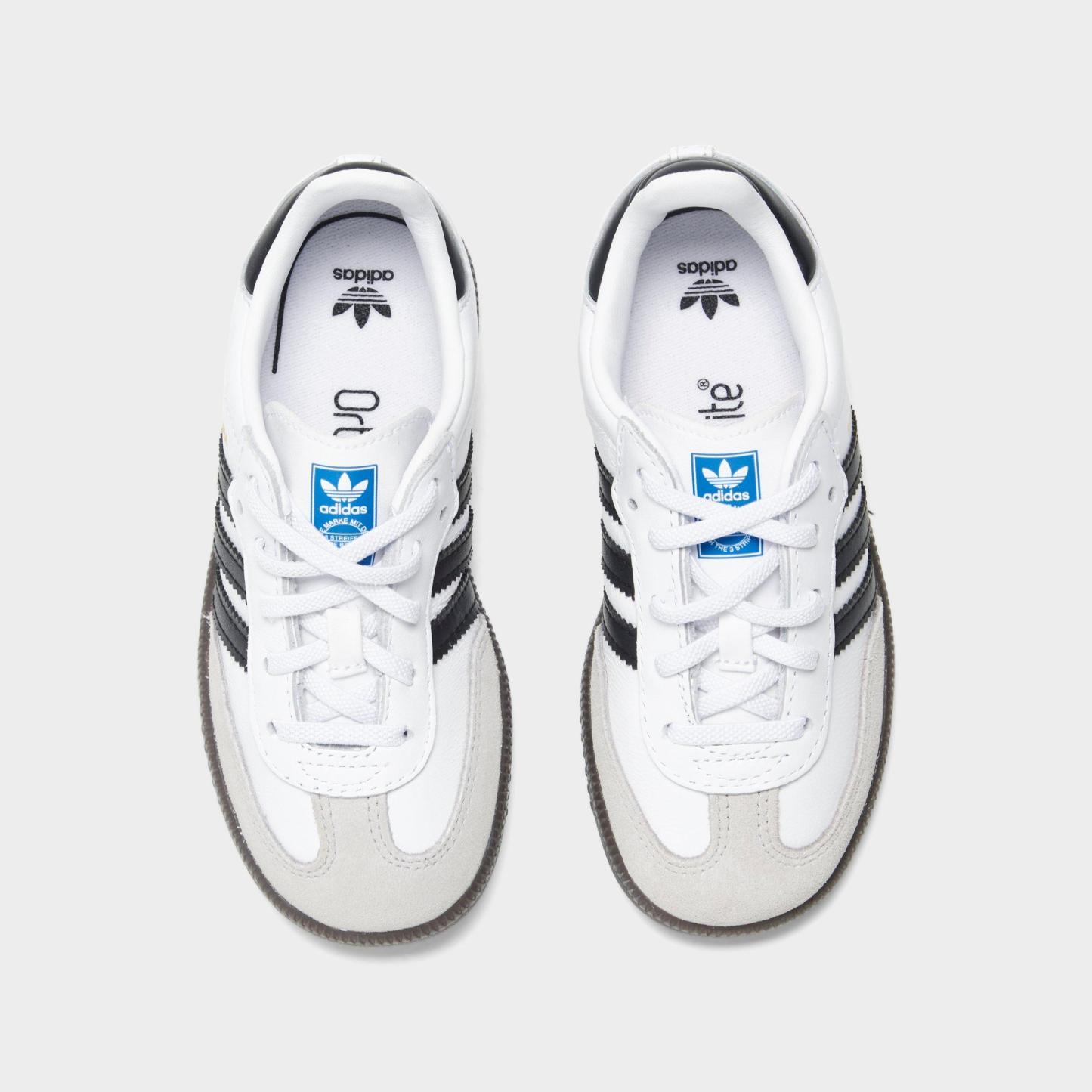 Kids' Toddler adidas Originals Samba OG Stretch Lace Casual Shoes - White/Black/Gum 5 - Top view