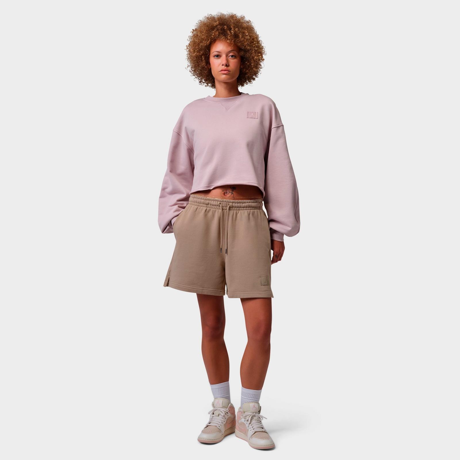 Women's Jordan Flight Fleece Shorts - Khaki/Limestone - view 2