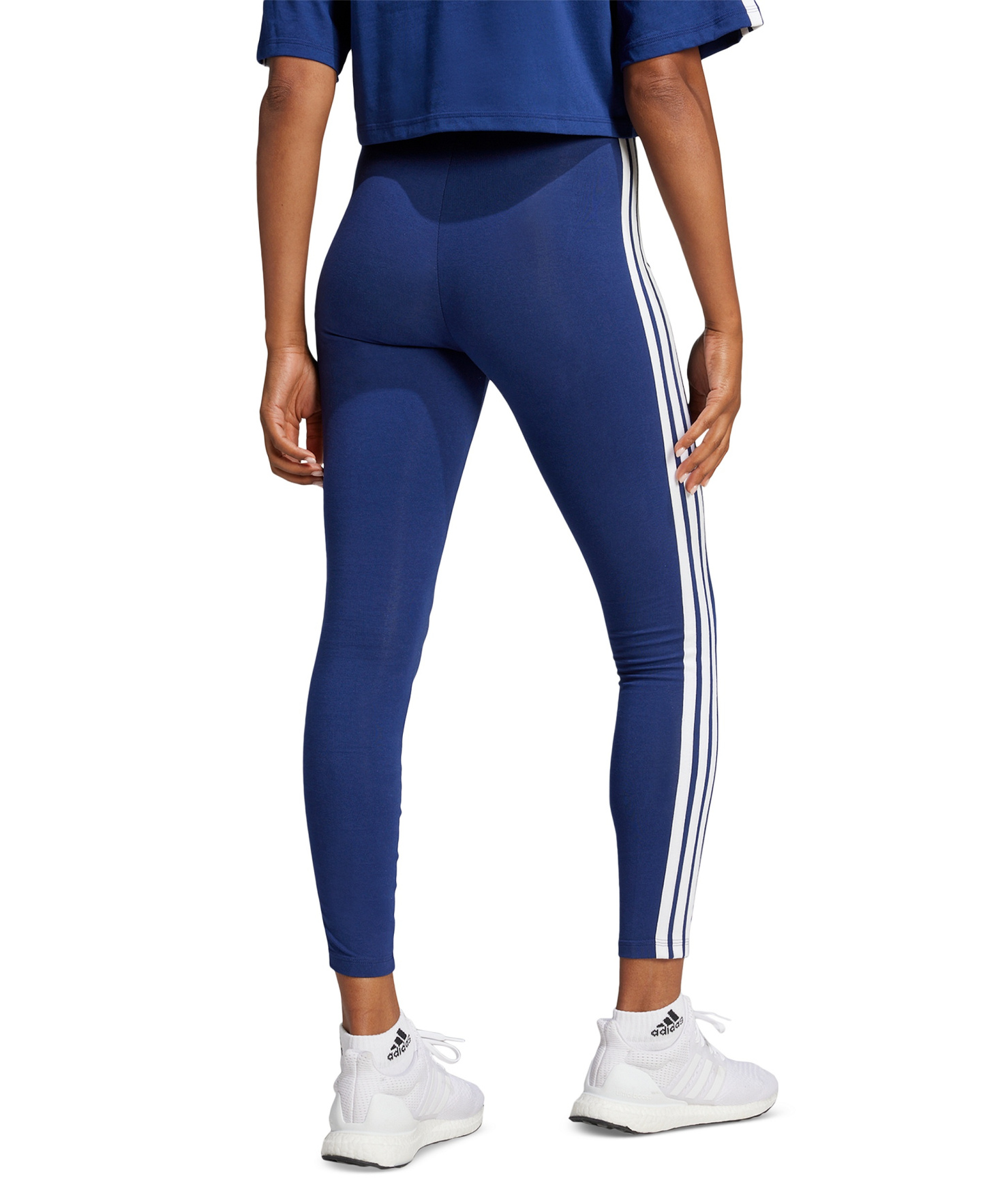 adidas Plus Size Essentials 3-Stripes Cotton Leggings - Dark Blue/white