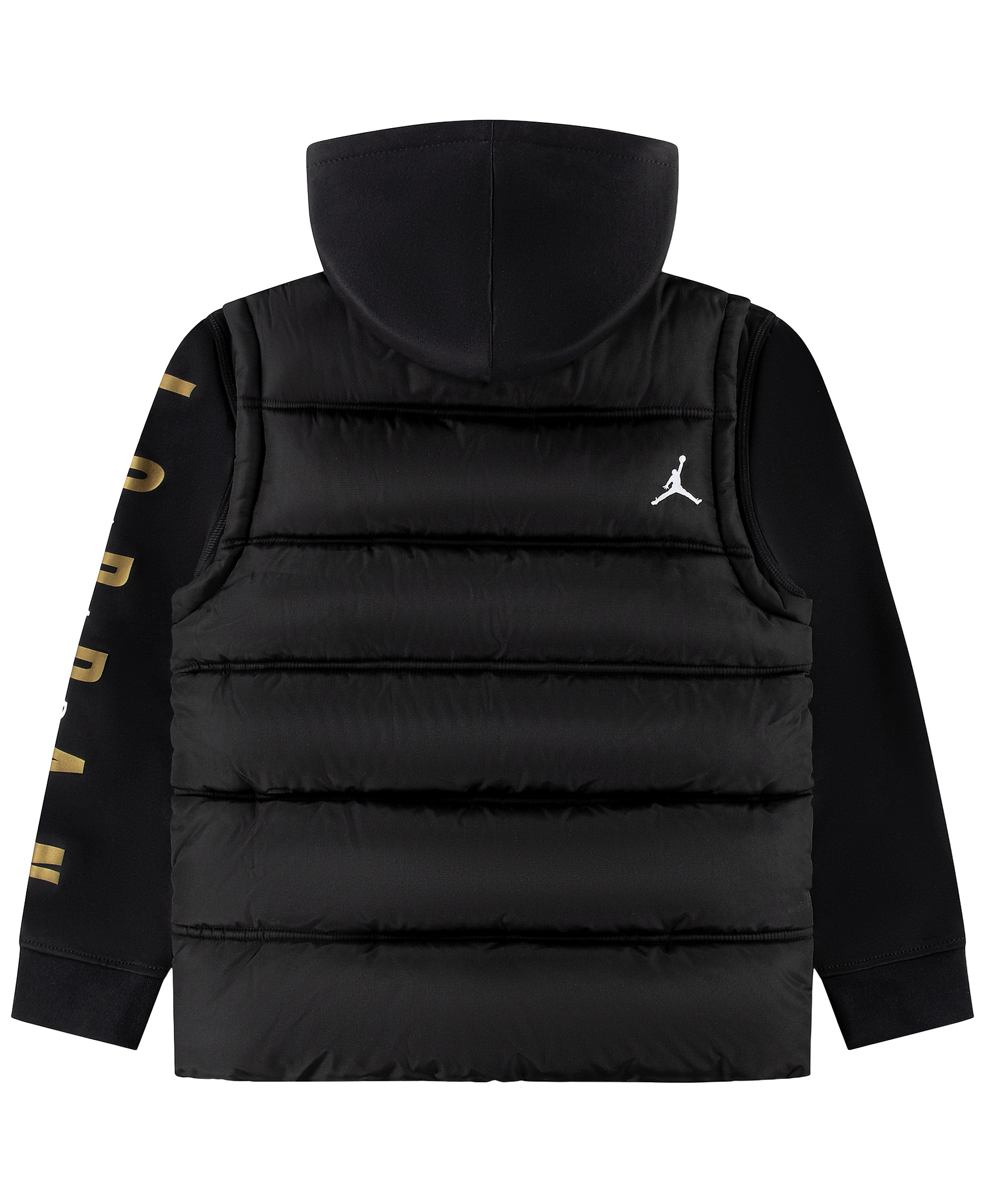 Jordan Boys' 8-20 Layered-Look Hooded Jacket - Black/Gold