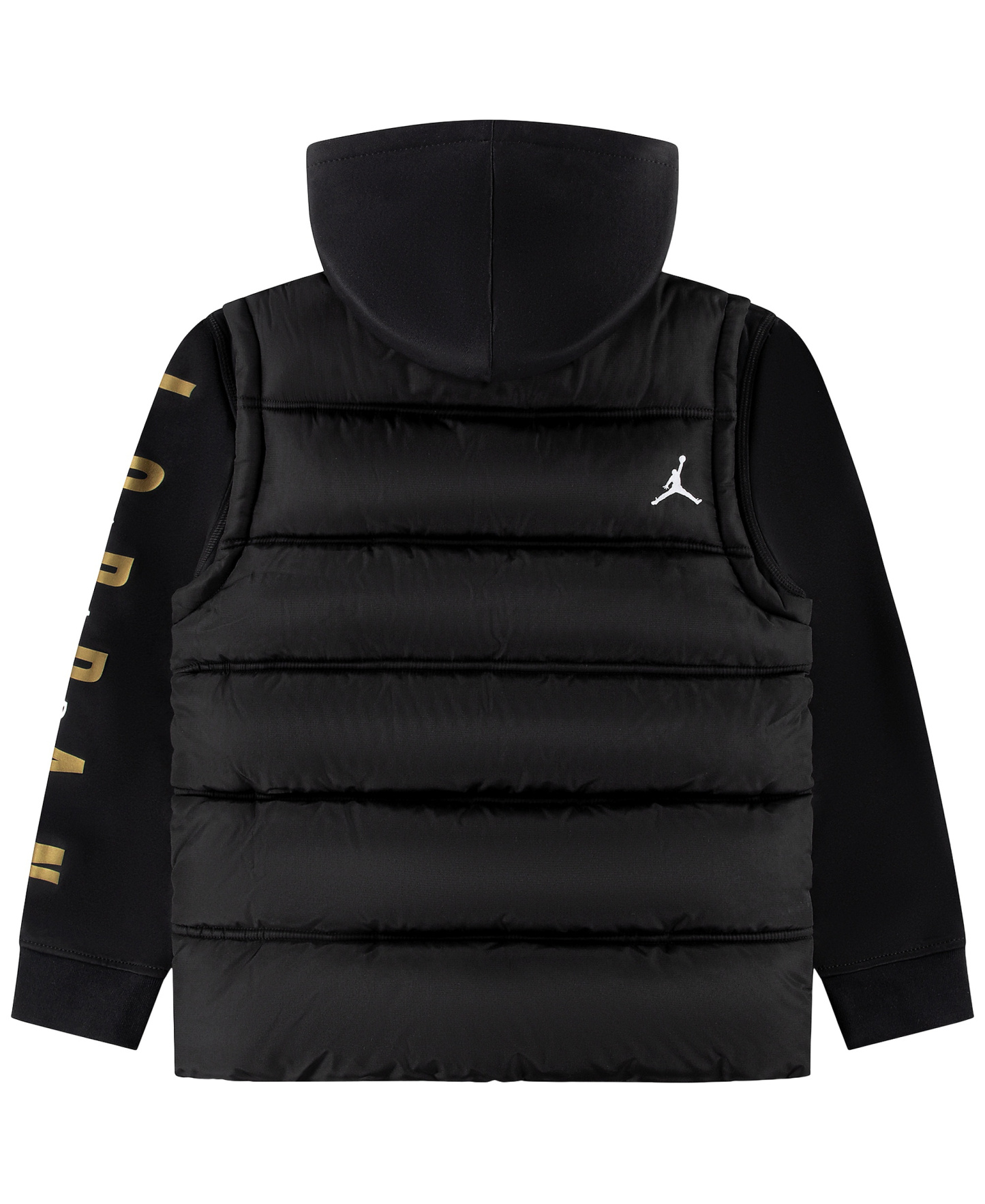 Jordan Boys' 8-20 Layered-Look Hooded Jacket - Black/Gold
