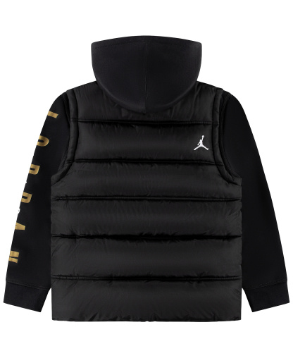 Jordan Boys' 8-20 Layered-Look Hooded Jacket - Black/Gold