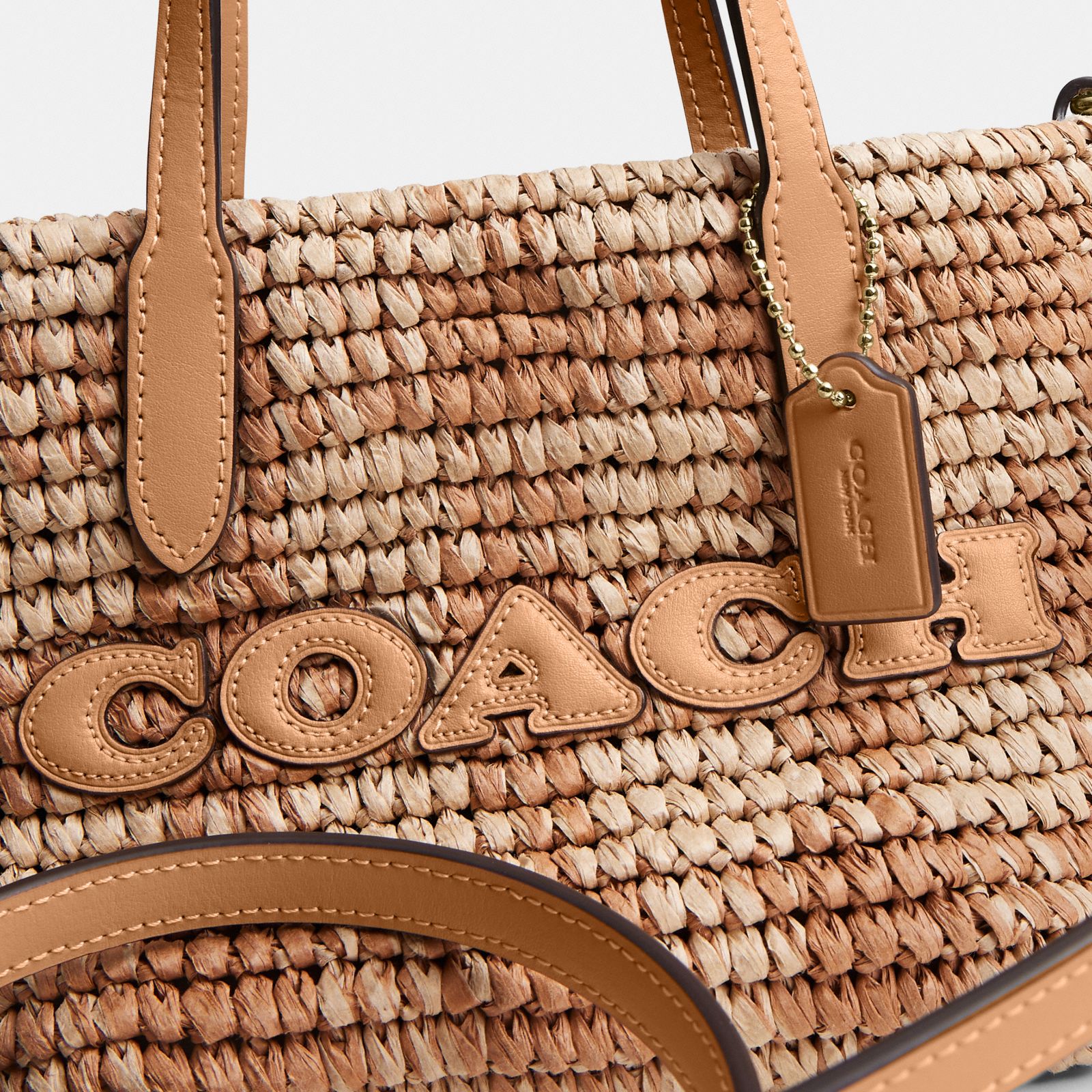 City Mini Tote Bag With Gingham Print - Gold/Tan - view 8