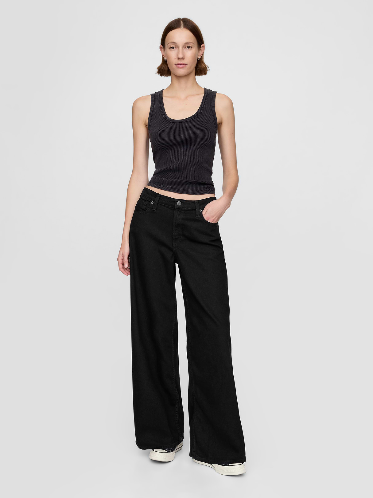 Mid Rise UltraSoft Baggy Jeans - Black wash