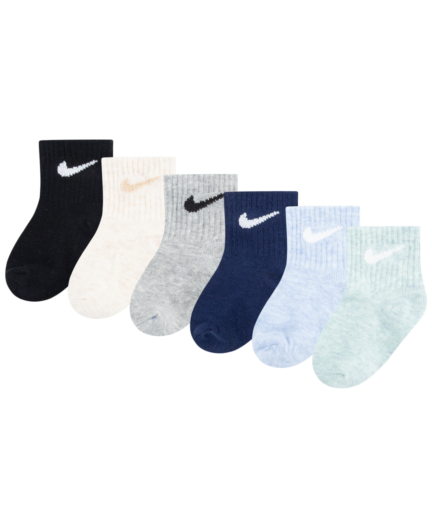 Nike Baby and Toddler Boys' and Baby Girls' Swoosh Ankle Socks, 6-Pack - Blue/White