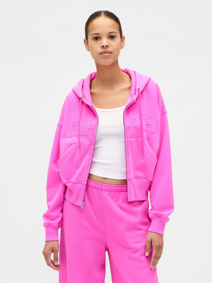 VintageSoft Wedge Zip Hoodie - New sugar plum neon pink