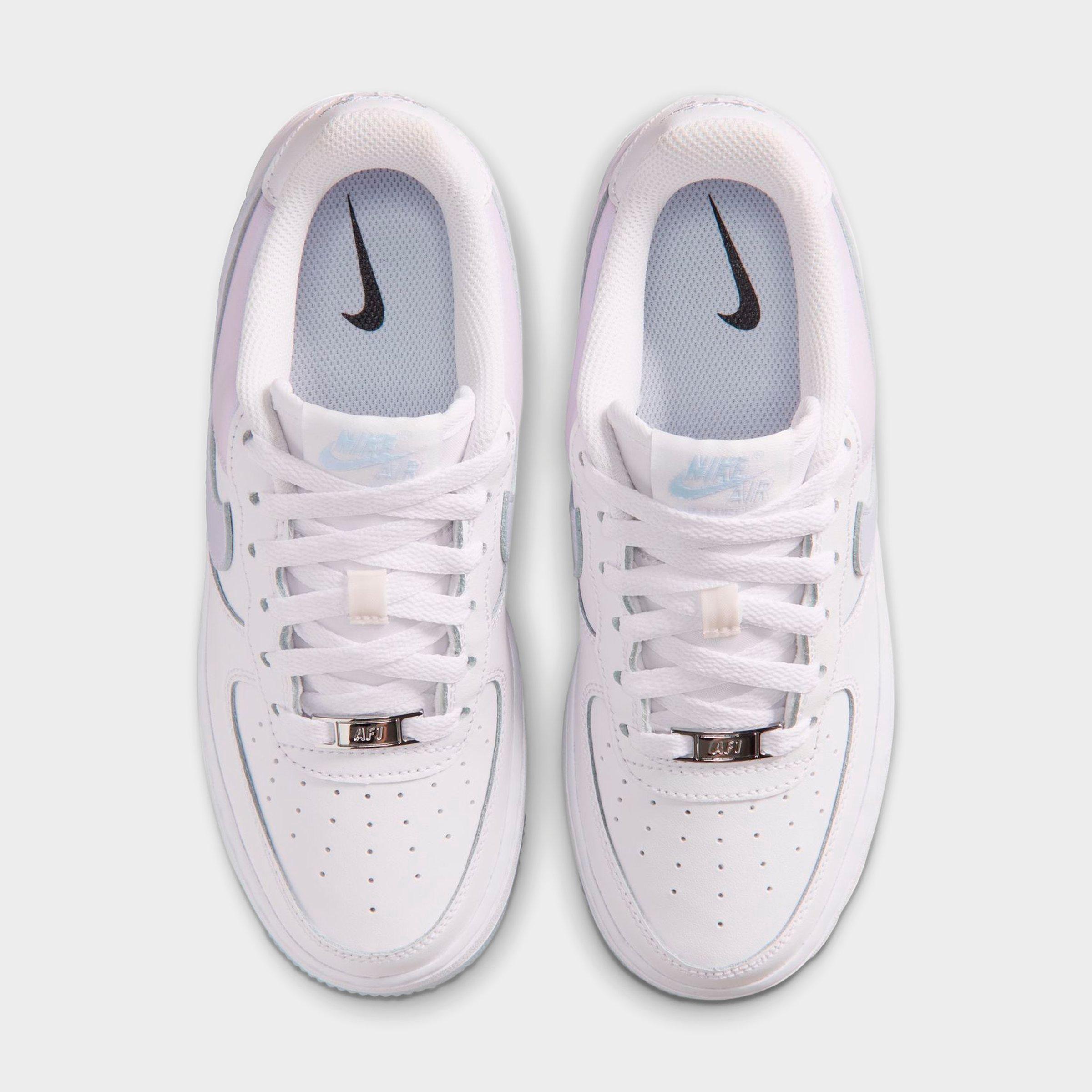 Big Kids' Nithtke Air Force 1 Low Casual Shoes - White/Blue Tint/Metallic Silver - Top view