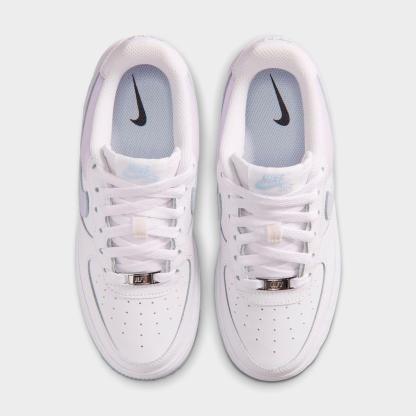 Big Kids' Nithtke Air Force 1 Low Casual Shoes - White/Blue Tint/Metallic Silver - Top view