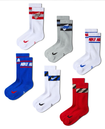 Nike Everyday Kids' Cushioned Crew Socks, 6-Pack - Multi-Color