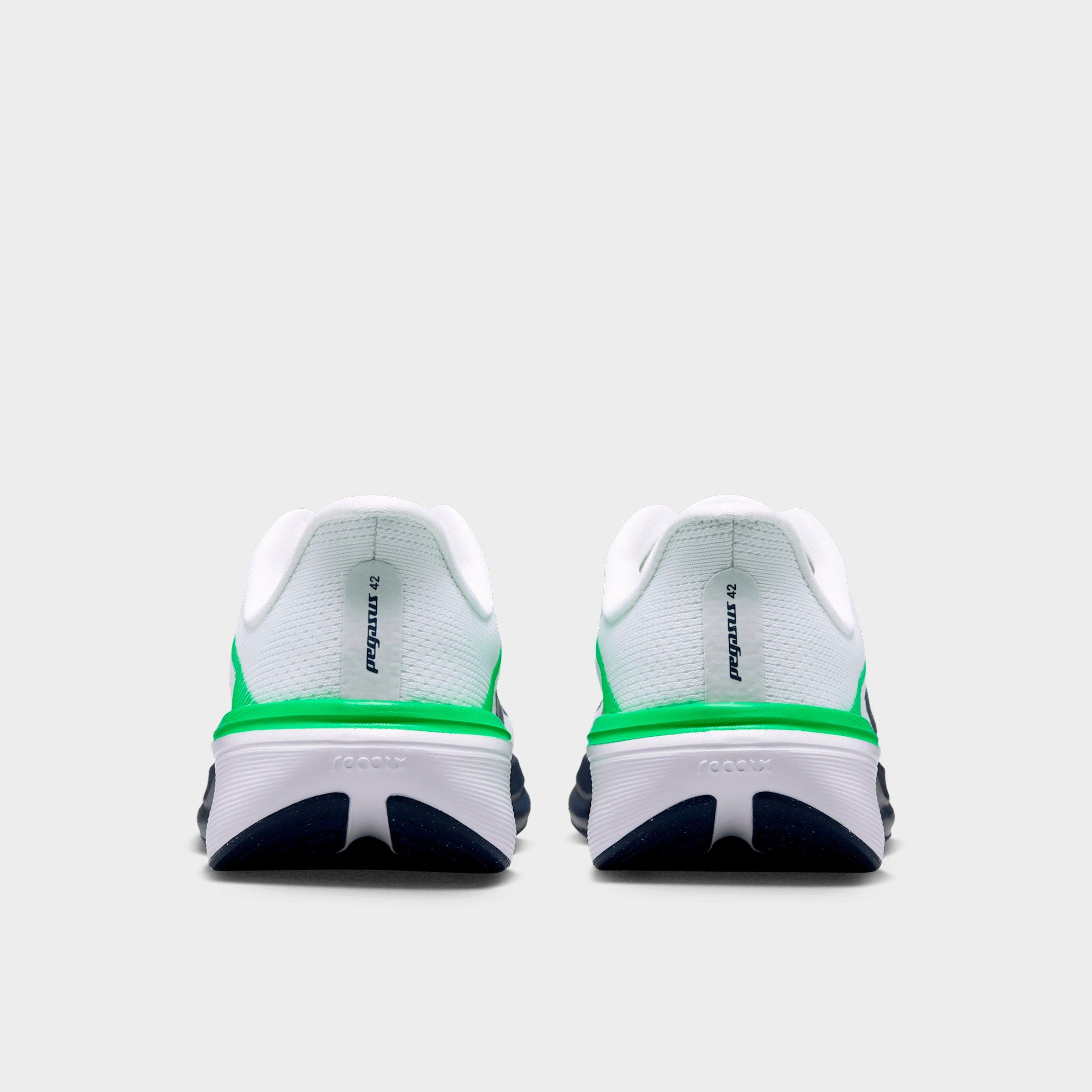 Big Kids' Nithtke Pegasus 42 Running Shoes - White/Green Spark/Midnight Navy - Back view