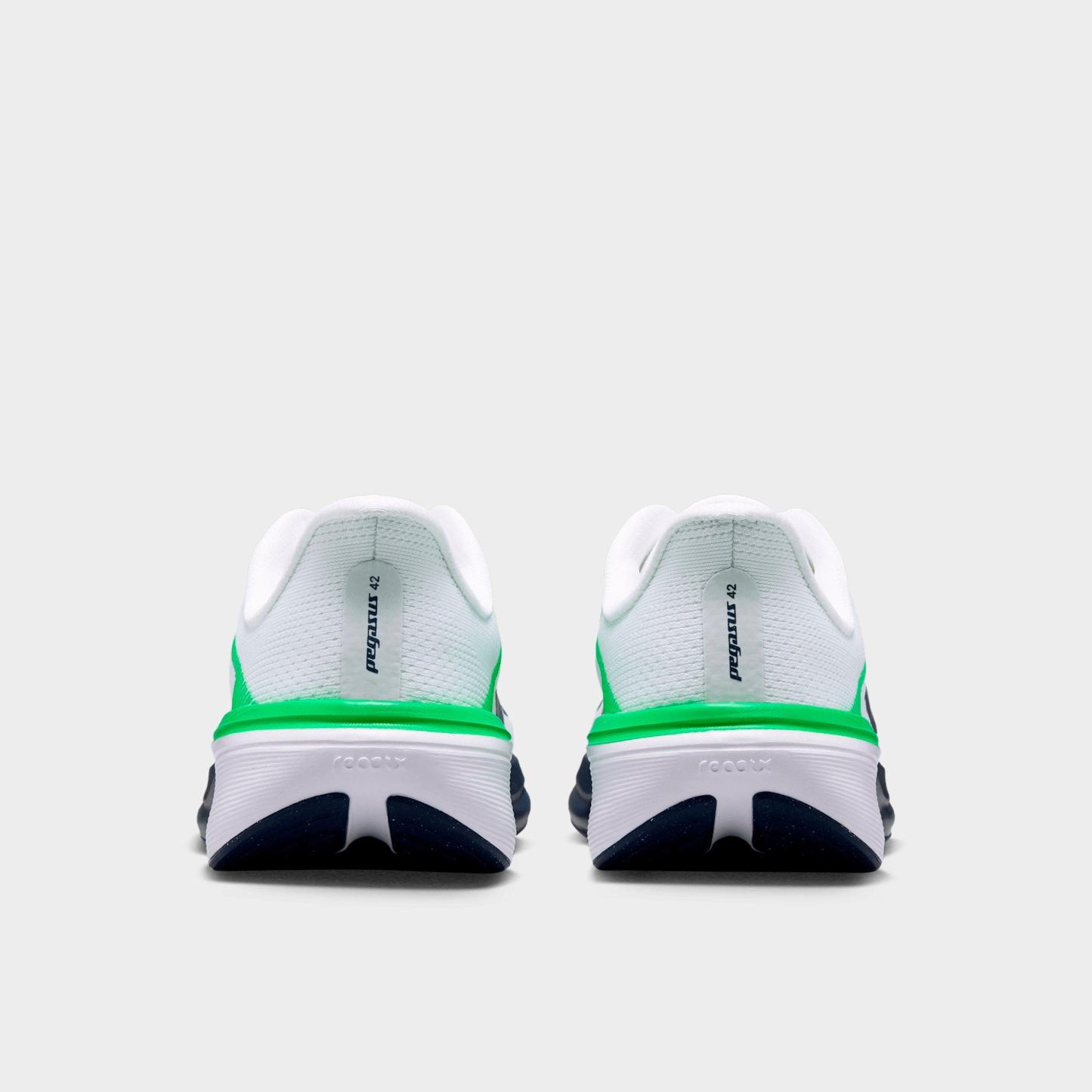Big Kids' Nithtke Pegasus 42 Running Shoes - White/Green Spark/Midnight Navy - Back view