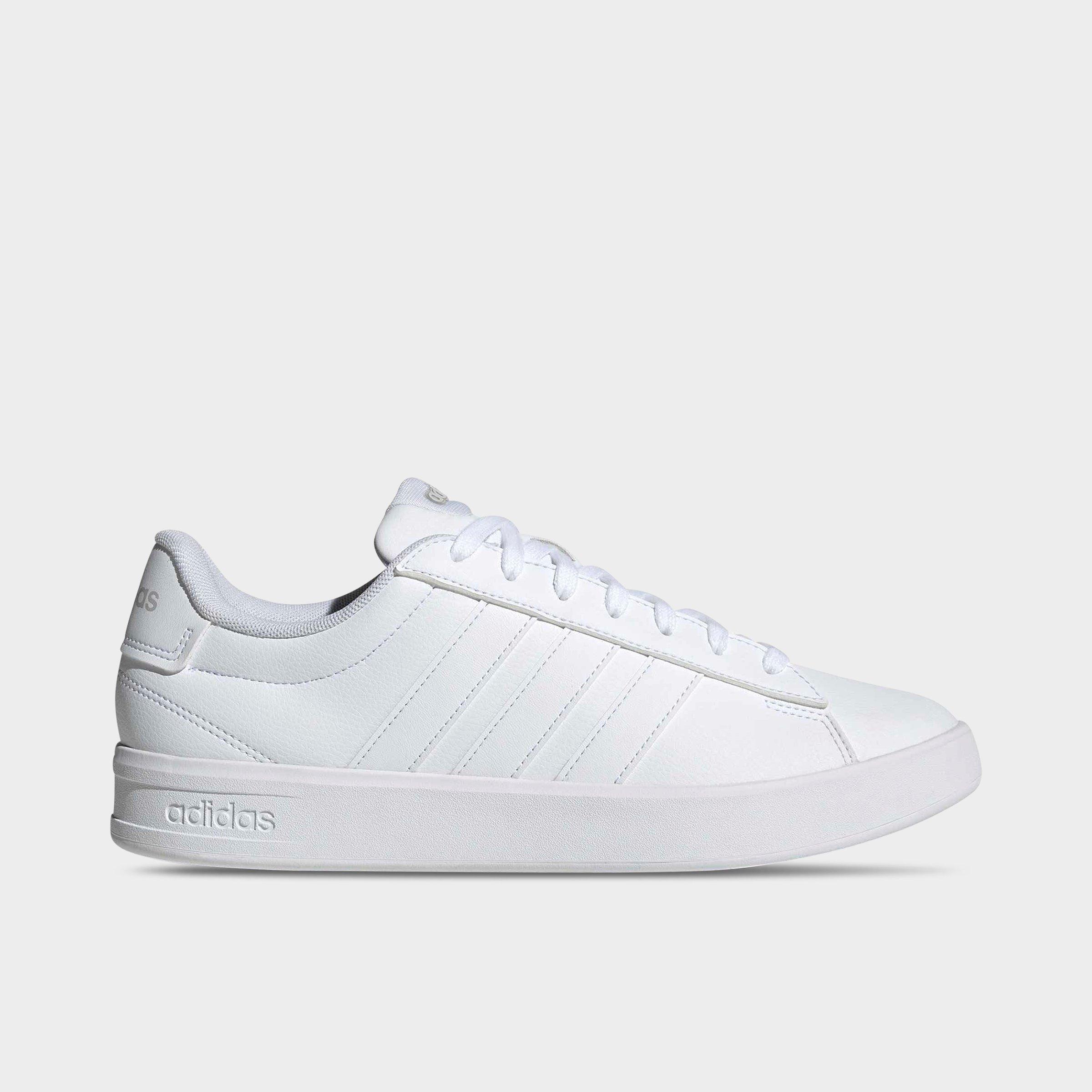 Men's adidas Grand Court 3.0 Casual Shoes - Cloud White/Cloud White/Grey - Left shoe facing left. Outside of the shoe.