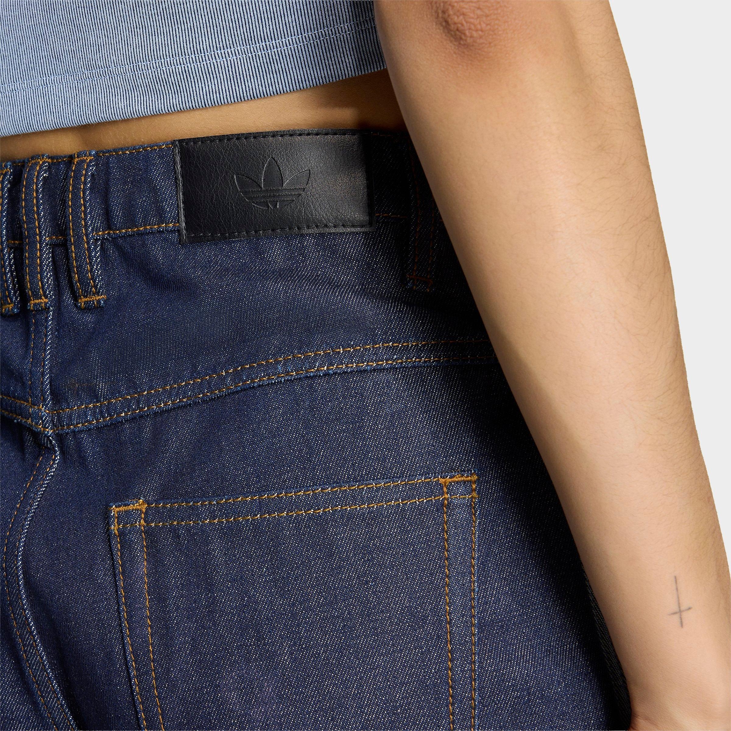 Women's adidas Originals Firebird Denim Mid-Rise Straight Denim Pants - Indigo Denim