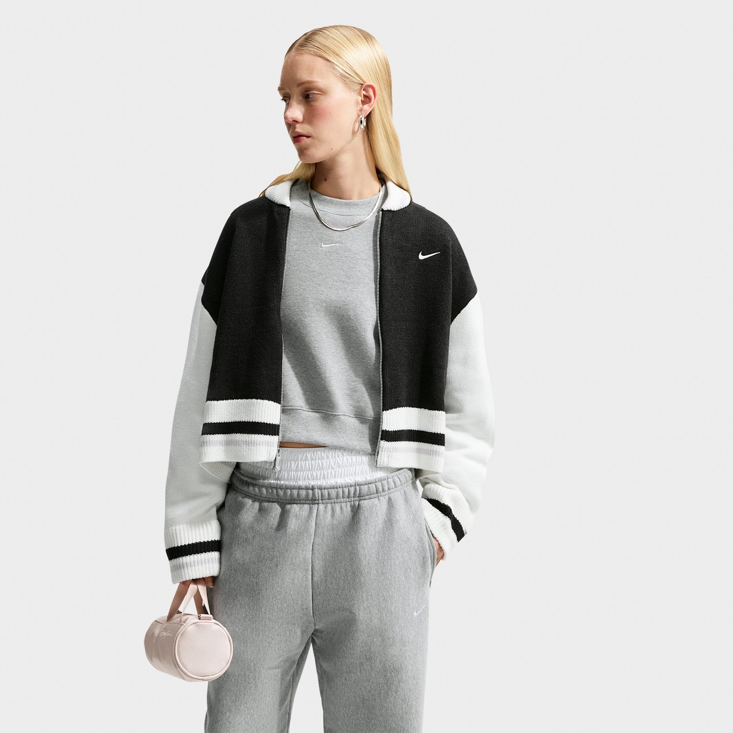 Women's Nithtke Studio Fleece Medium Weight Oversized Cropped Crewneck Sweatshirt - Dark Grey Heather/Sail