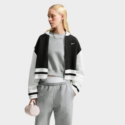 Women's Nithtke Studio Fleece Medium Weight Oversized Cropped Crewneck Sweatshirt - Dark Grey Heather/Sail