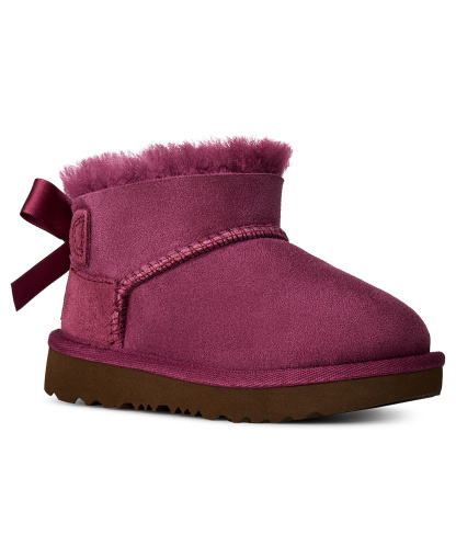 UGG® Toddler Kids Ultra Mini Bailey Bow Zipper Booties - Dark Winterberry