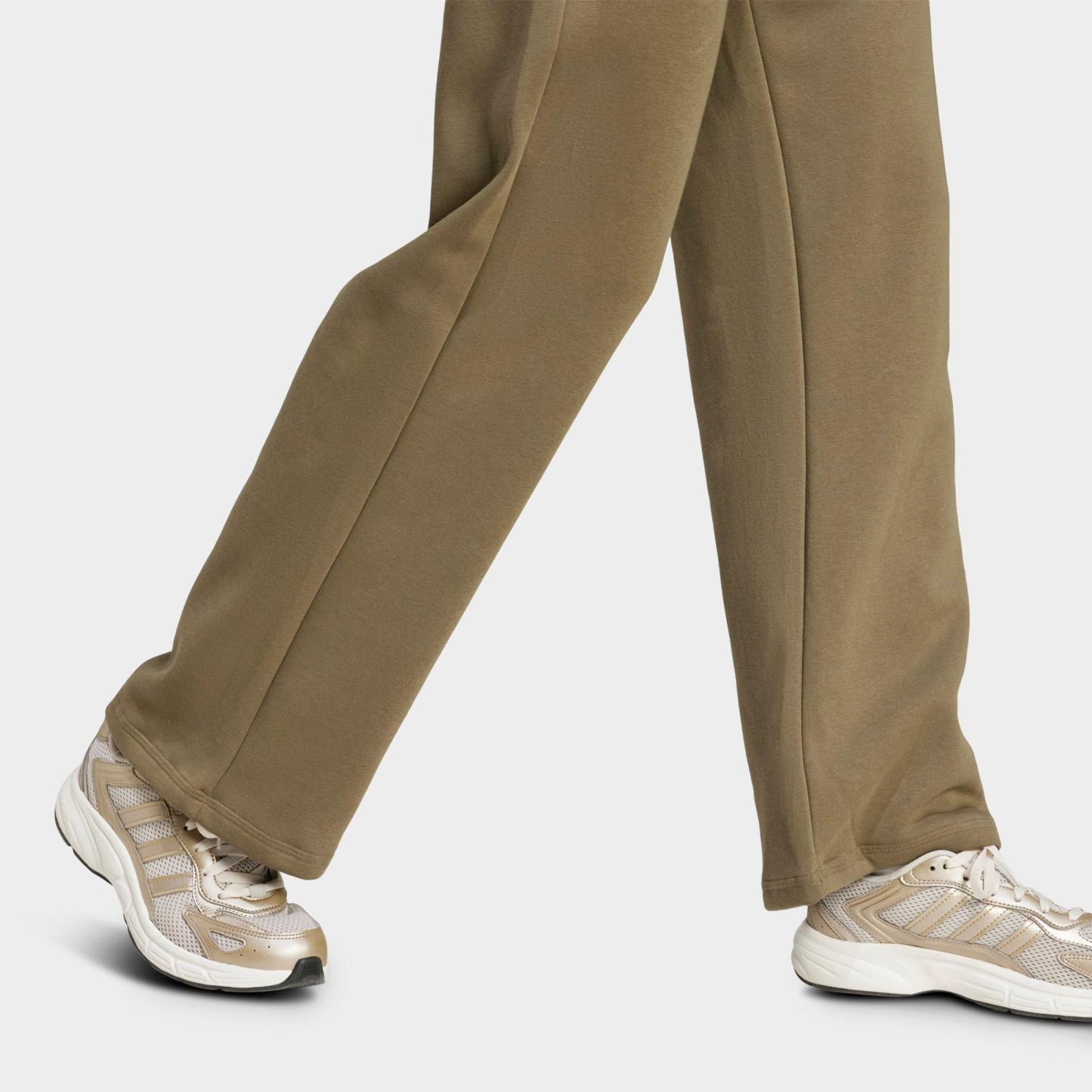 Women's adidas Sportswear Essentials Small Logo Feel Cozy Open-Hem Pants - Olive Strata/White