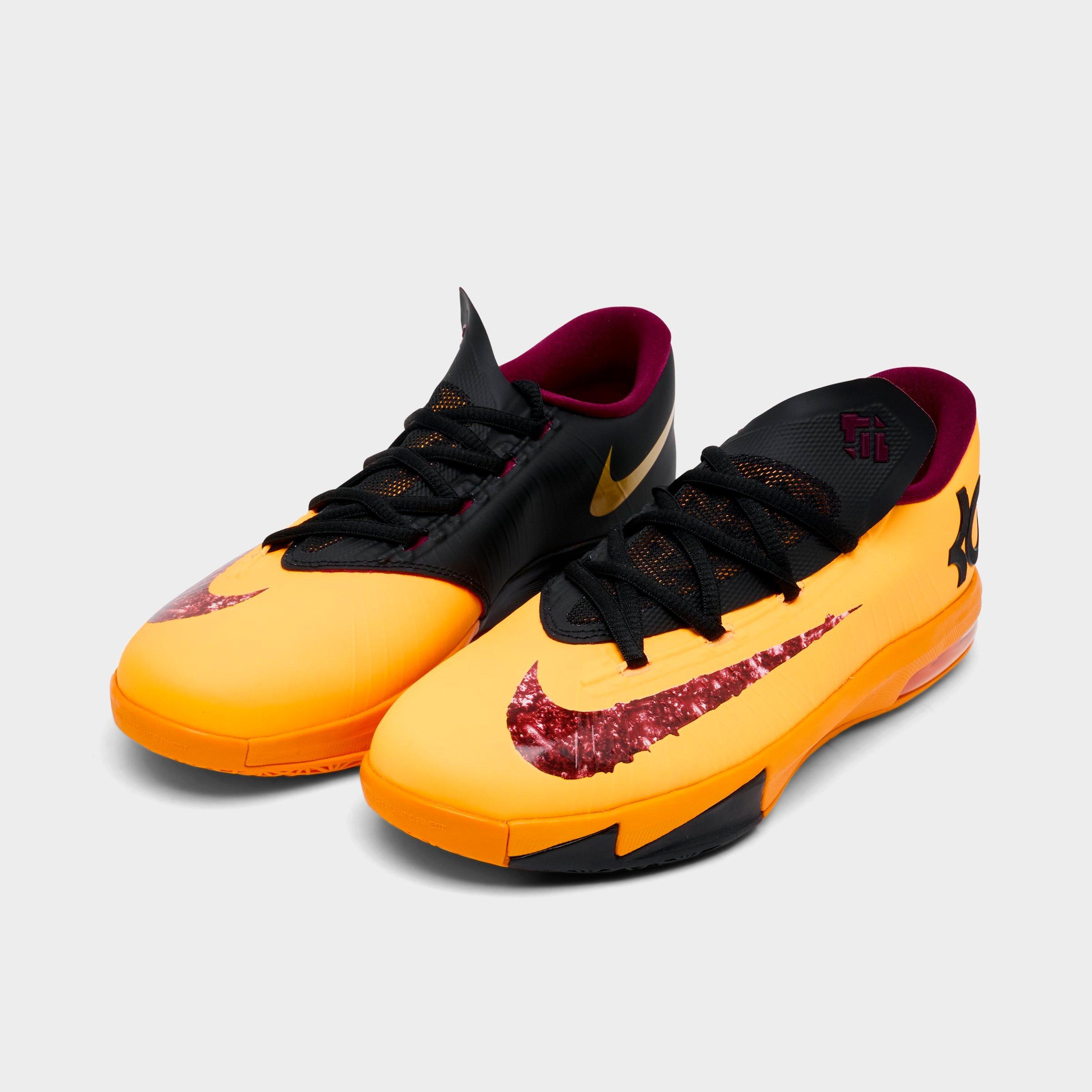 Big Kids' Nithtke KD 6 Basketball Shoes - Laser Orange/Raspberry Red/Black - Both shoes facing left