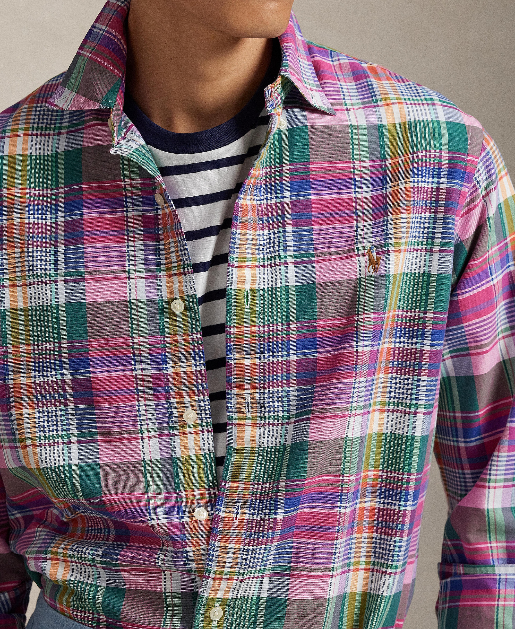 Polo Ralph Lauren Men's Classic-Fit Oxford Shirt - Pink Blue Multi