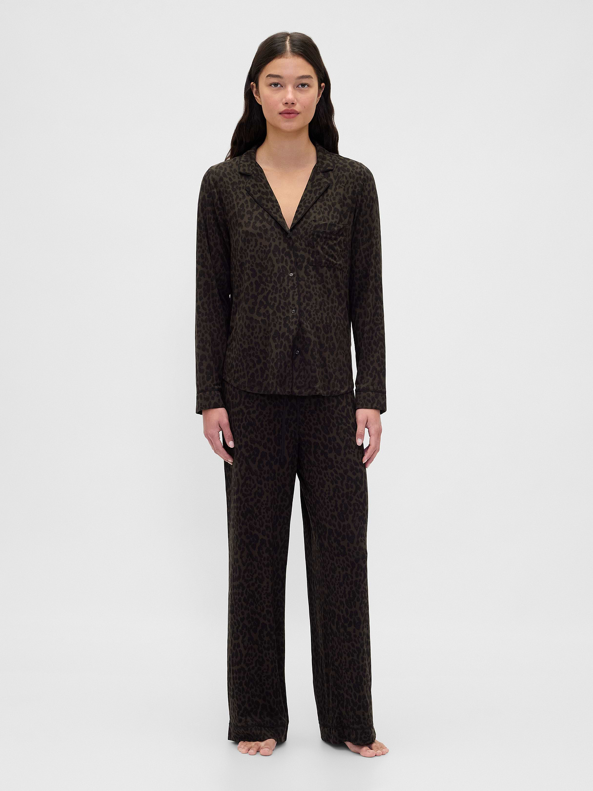 SoftMade Modal PJ Top - Leopard brown print