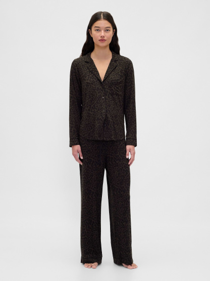 SoftMade Modal PJ Top - Leopard brown print