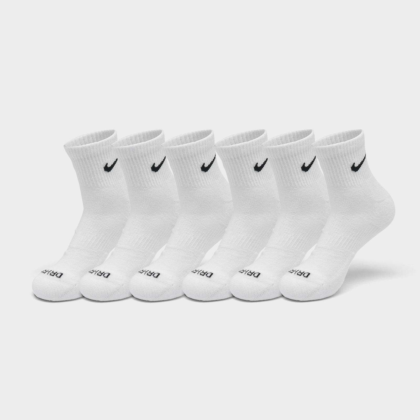 Nike Everyday Plus Cushioned 6-Pack Quarter Training Socks - White/Black (SX6899-100)