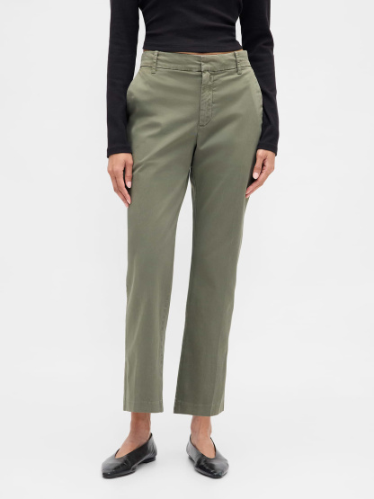 Mid Rise Khakis - Mesculen green