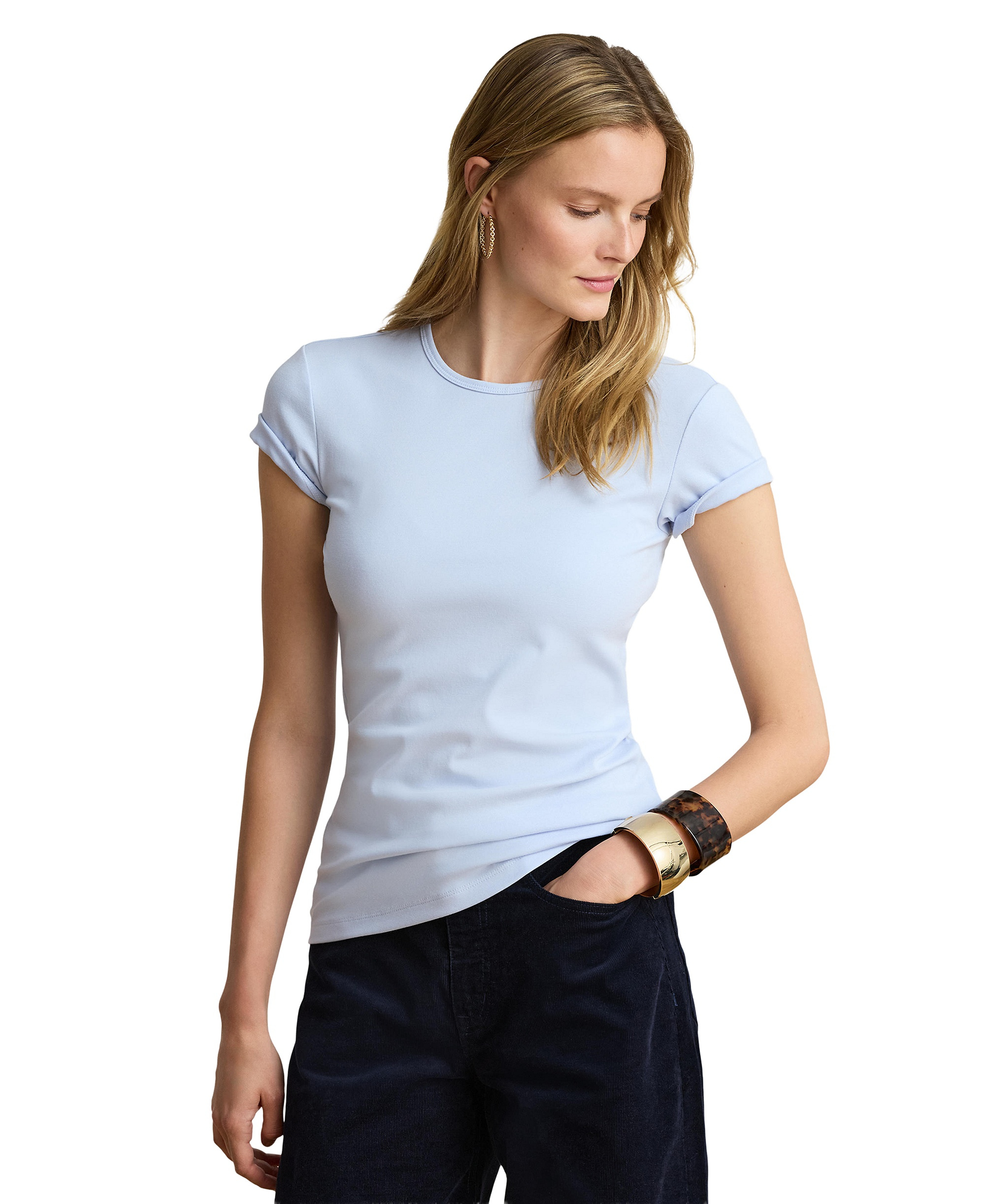 Lauren Ralph Lauren Stretch Knit T-Shirt - Icy Blue